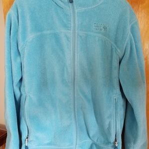 Mountain Hardwear aqua zip up hooded fleece. Size large.